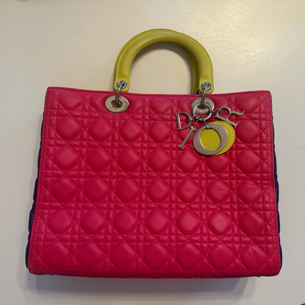 Christian Dior tricolor large cannage lady Dior
